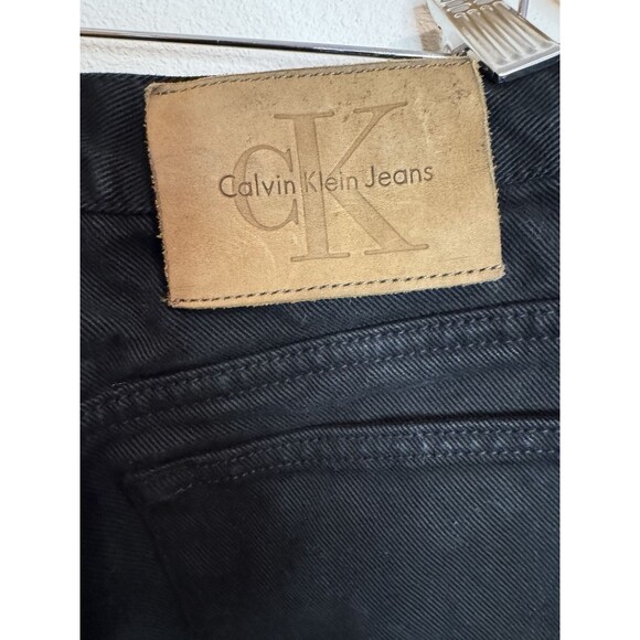 Vintage 90s Calvin Klein Women's Petite Jeans Tag Size 10p Waist 25 Black Rigid - Picture 2 of 6